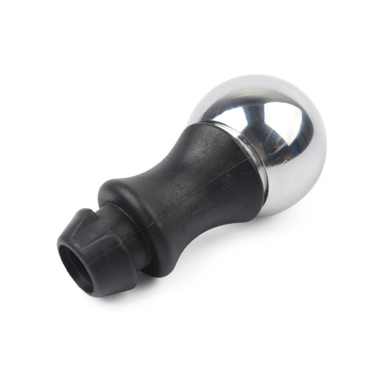 Gear shift knob side view with chrome cap and black rubber grip