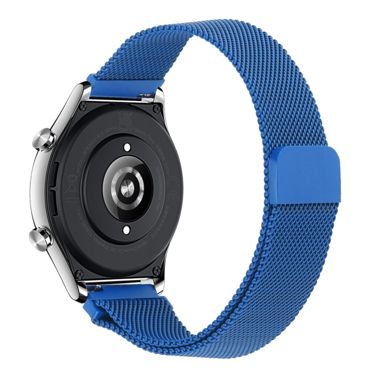 Blue milan chain metal watch band with rectangular clasp