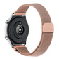 Metal milan chain watch band in rose gold with rectangular clasp and mesh links