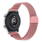 Metal milan chain watch band in pink with rectangular clasp and woven mesh links