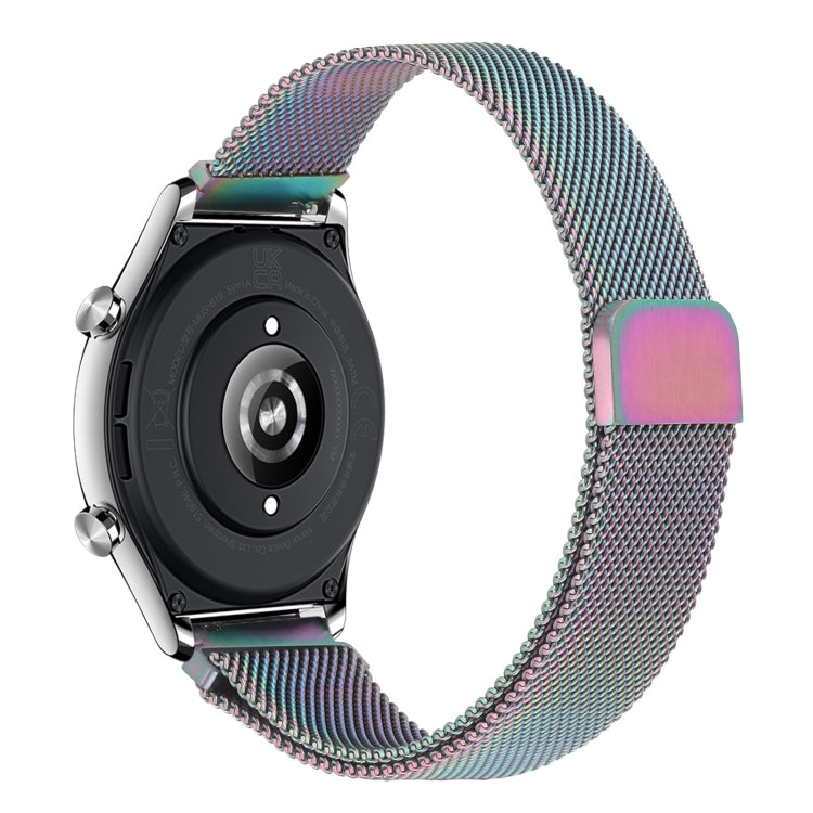 Milan chain metal watch band with rainbow gradient mesh and iridescent clasp