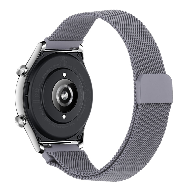 Milan chain metal watch band with dark gray mesh and matching clasp