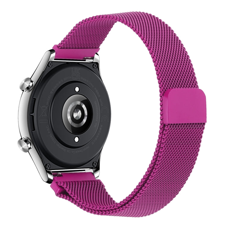 Milan chain metal watch band with magenta/purple mesh and matching clasp