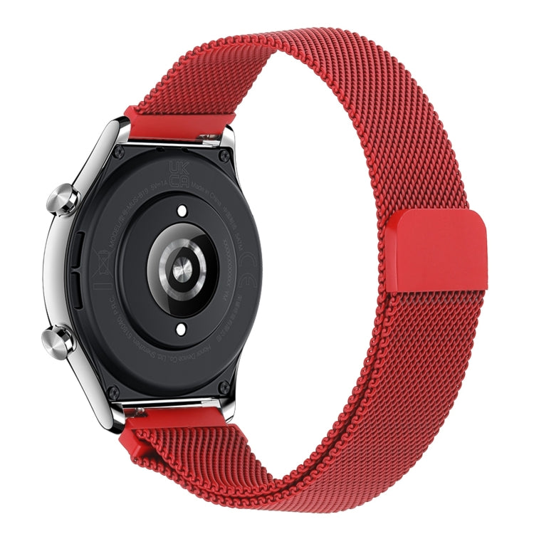 Milan chain metal watch band with red mesh and matching clasp
