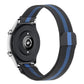 Milan chain metal watch band with black mesh and blue stripe accents