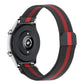 Milan chain metal watch band with black mesh and red stripe accents