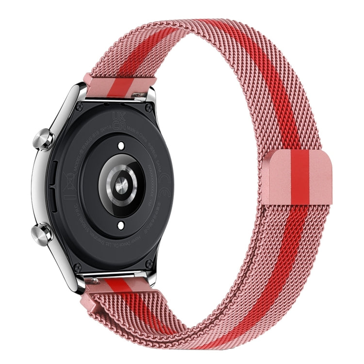 Rose red milan chain metal watch band with rectangular clasp