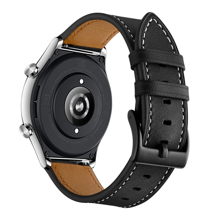22mm Cowhide Leather Sewing Thread Watch Band, For Honor Watch GS 3