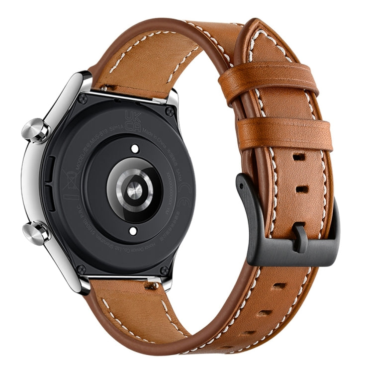 22mm Cowhide Leather Sewing Thread Watch Band, For Honor Watch GS 3