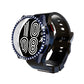 Dark blue diamond rhinestone watch case with black strap and round bezel cover