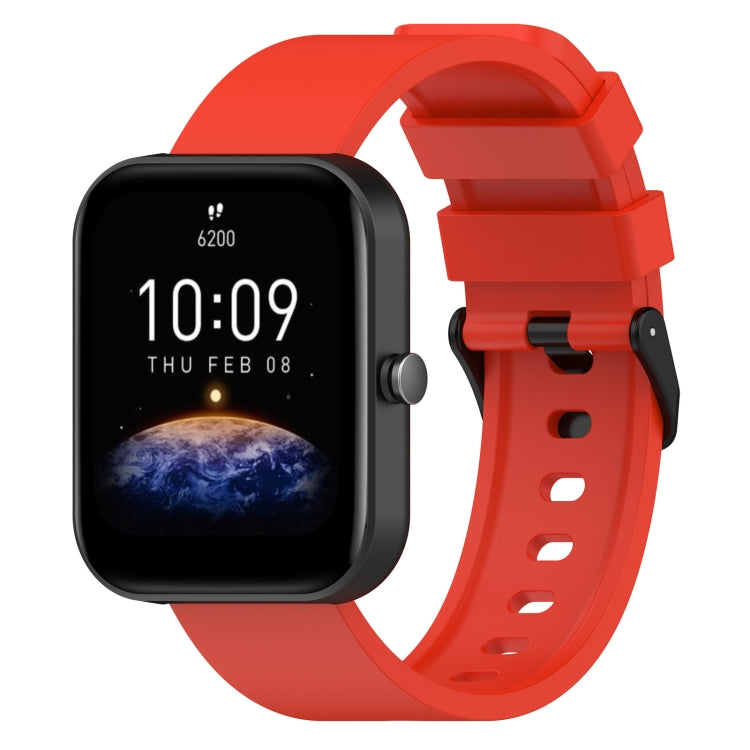20mm Step Silicone Strap Stainless Steel Black Buckle, For Amazfit Bip 3