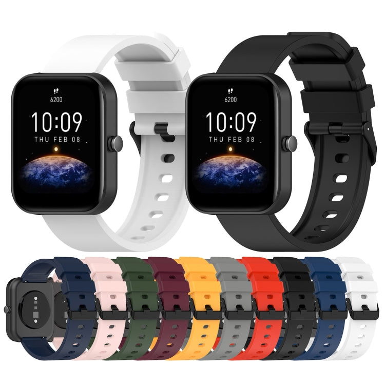 20mm Step Silicone Strap Stainless Steel Black Buckle, For Amazfit Bip 3