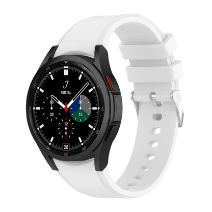 Silicone watch band in white with perforated strap and metal clasp for smartwatch