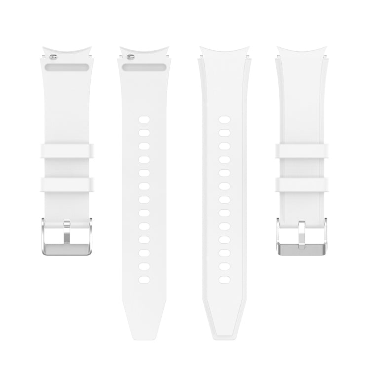 Silicone watch band set with multiple white straps, perforated links, and metal clasp