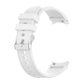 Silicone watch band in white with buckle clasp and perforated strap, angled view