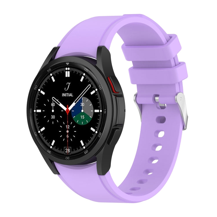 Silicone watch band in purple with perforated strap and metal clasp for smartwatch