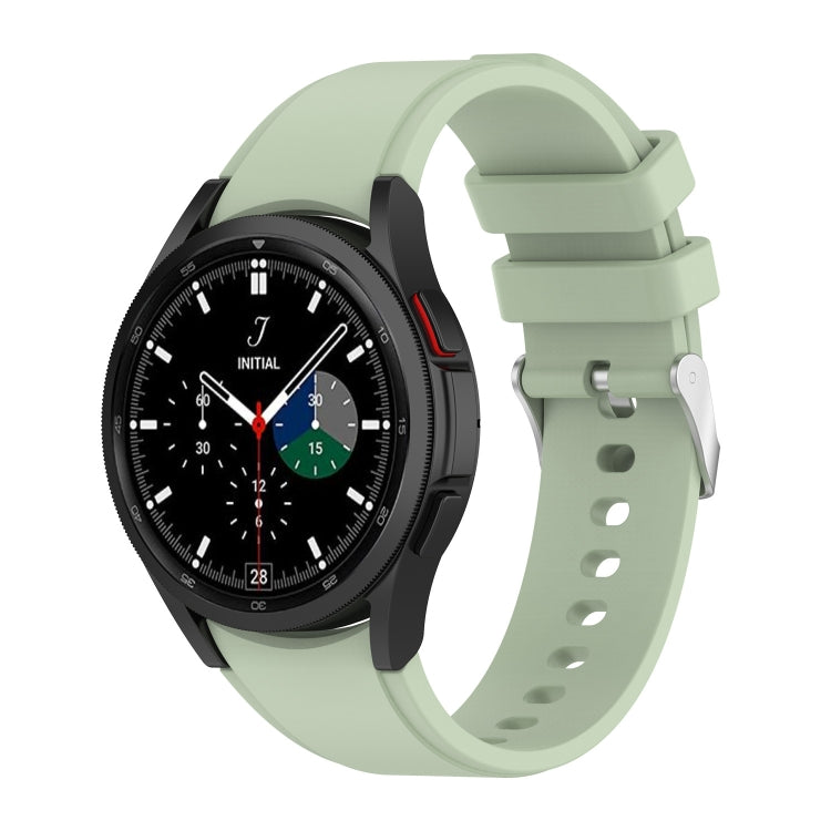 Light green silicone watch band with perforated strap and metal pin for Galaxy Watch
