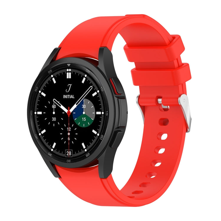 Red silicone watch band with perforated strap and metal pin for Galaxy Watch