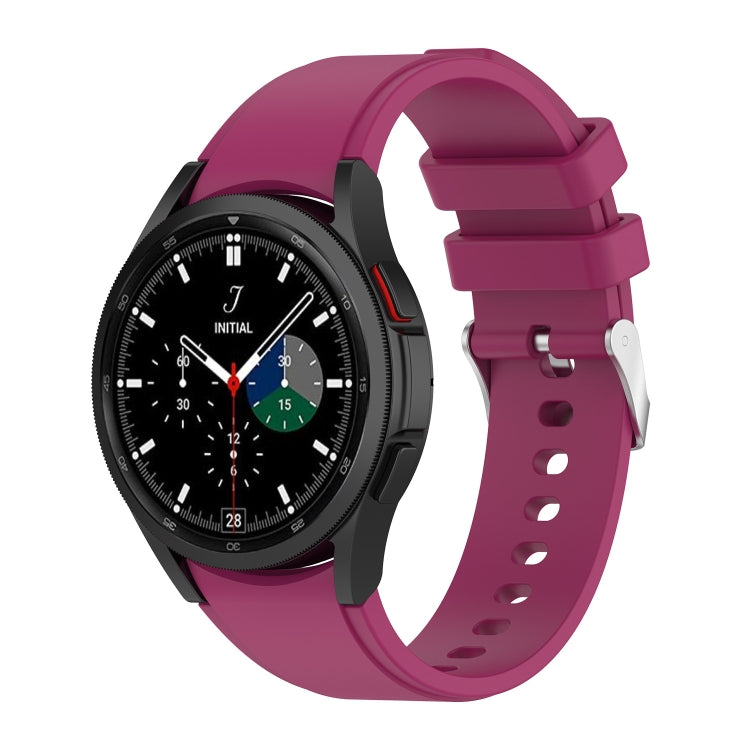 Purple silicone watch band with perforated strap and metal pin for Galaxy Watch