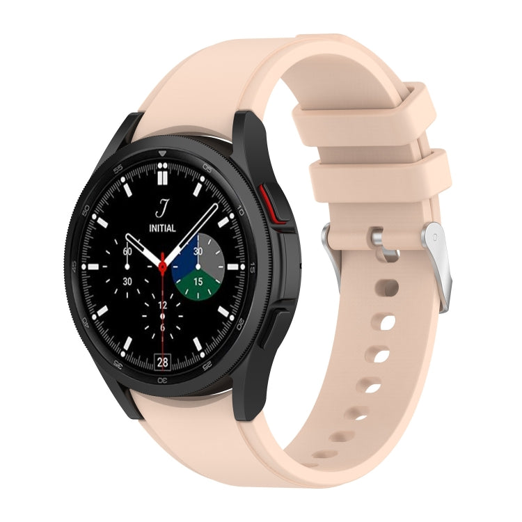 Silicone watch band in light pink with perforated strap and metal clasp for smartwatch