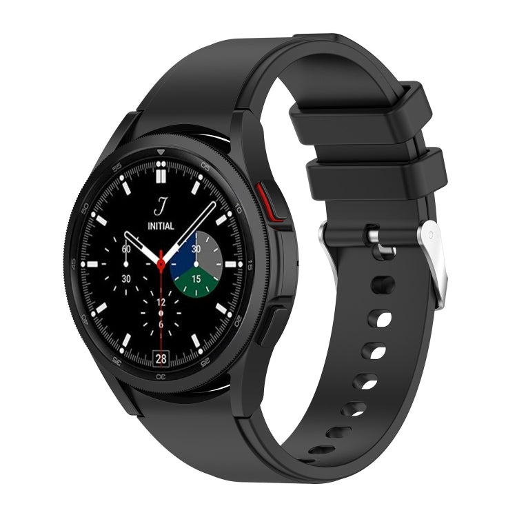 Black silicone watch band with perforated strap and metal pin for Galaxy Watch