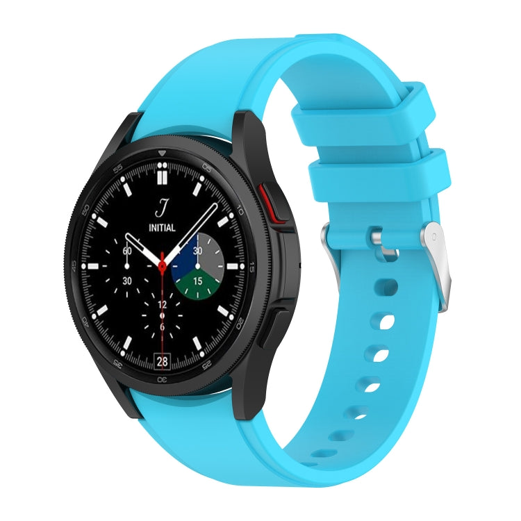 Sky blue silicone watch band with perforated strap and metal pin for Galaxy Watch