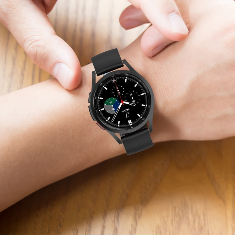 Silicone watch band, black strap with pin buckle and perforated holes on wrist