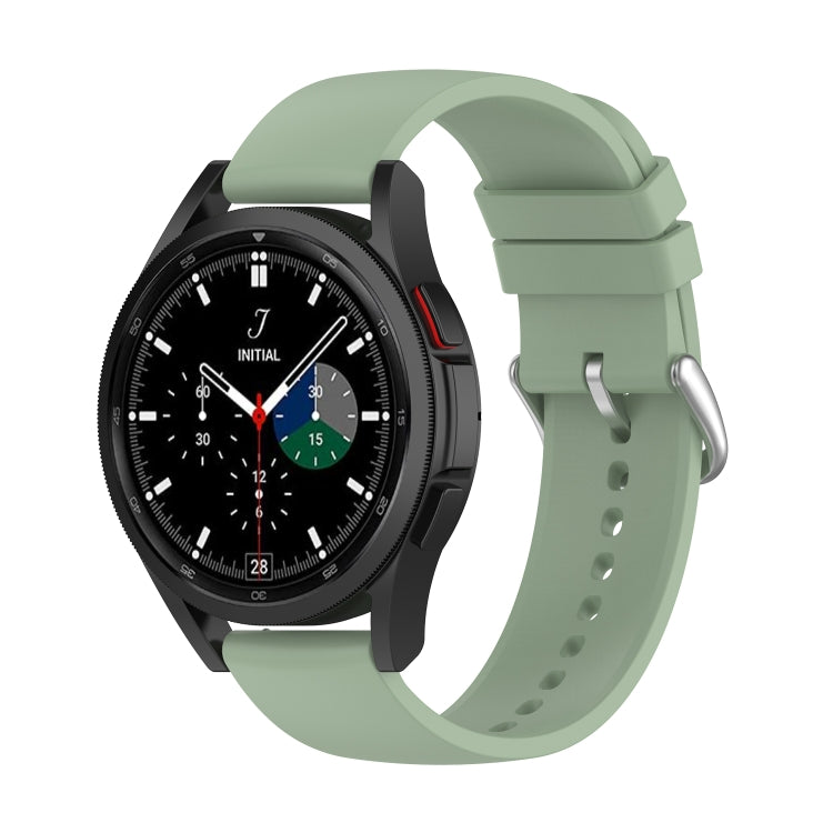 20mm round-tail silicone watch band, muted green, metal clasp with strap holes