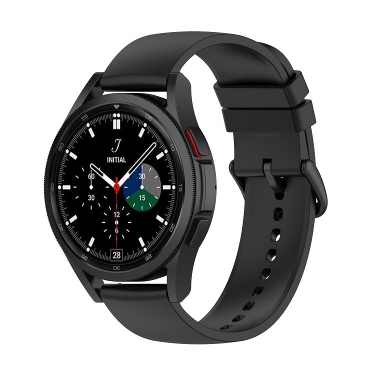 Silicone watch band with buckle, black strap and perforated holes