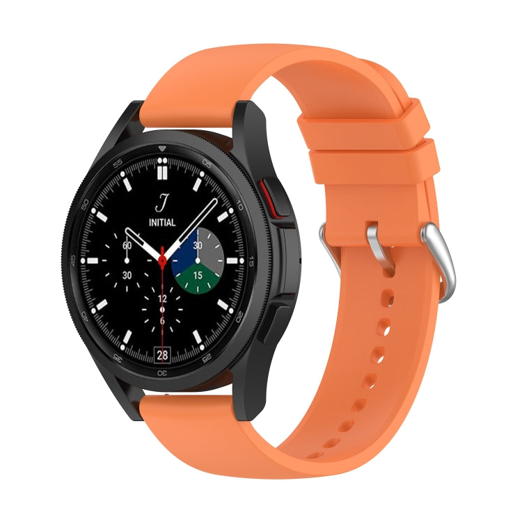20mm round-tail silicone watch band, orange, metal clasp with flexible band holes