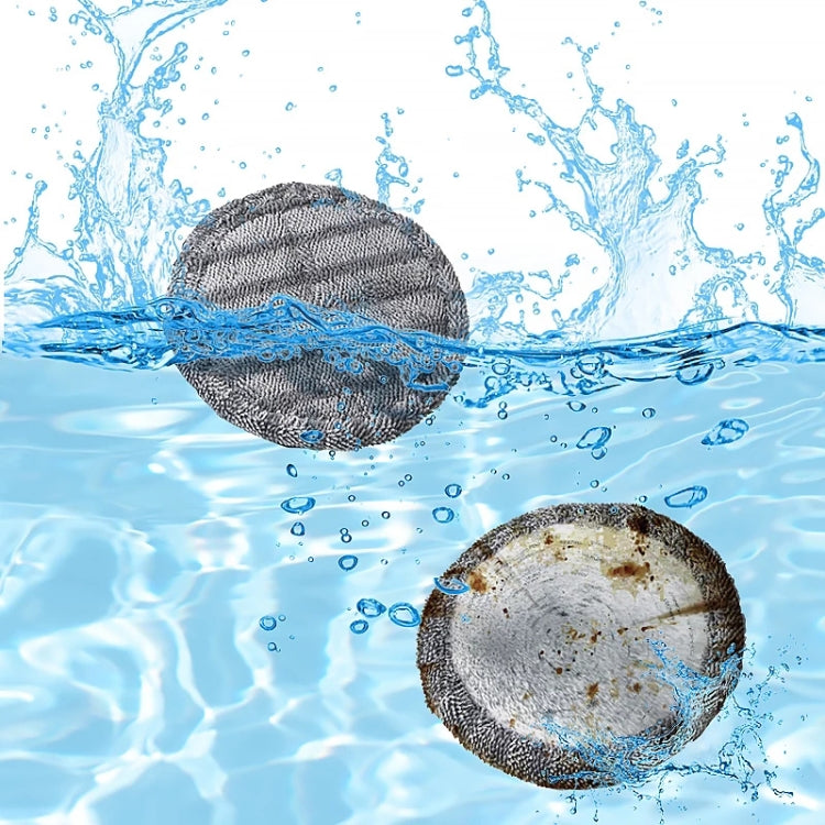 Microfiber mop pads absorbing water, shown with water splash and debris