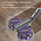 Wide electric vacuum mop head with two grey scrubbing pads and purple suction rings