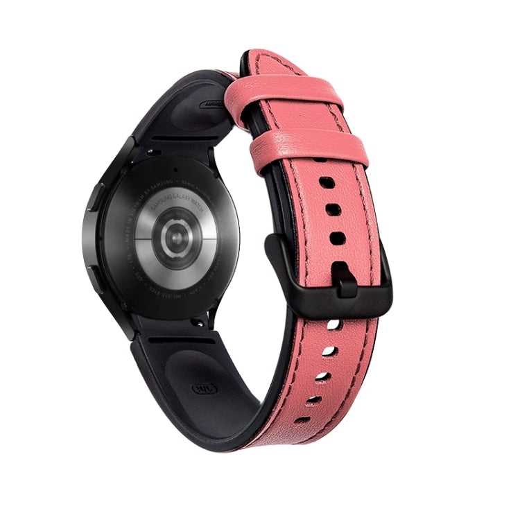 Silicone + Leather Black Buckle Watch Band, For Samsung Galaxy Watch5 Pro 45mm/5 44mm/5 40mm