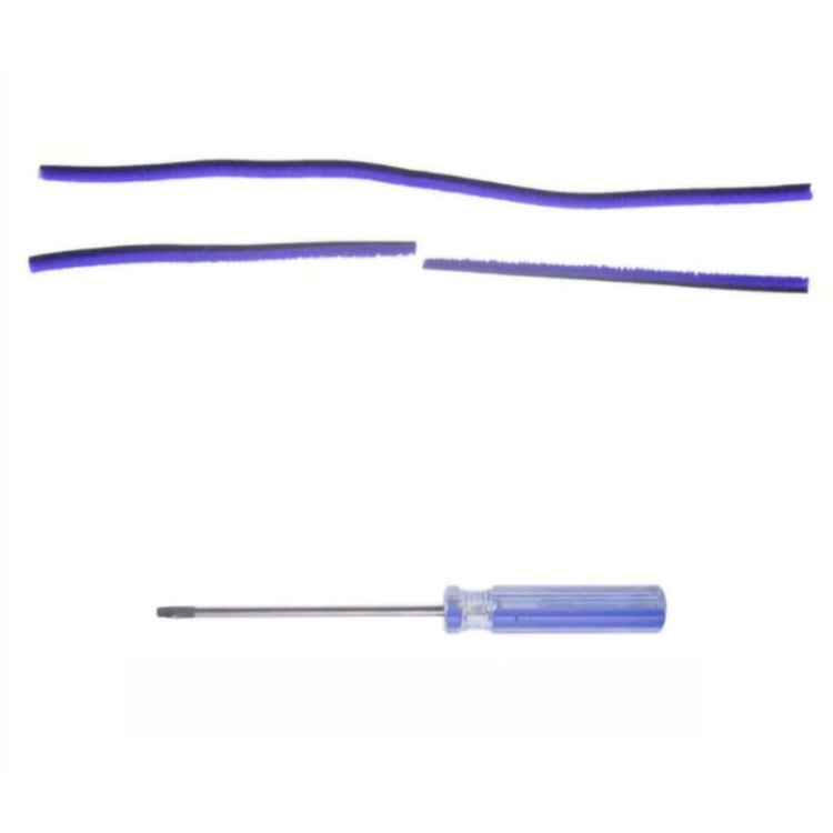 Purple velvet strip hose attachment with flexible strips and clear connector handle