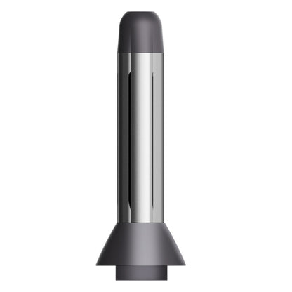 Black and silver curling roller attachment for Dyson hair dryer, single nozzle shape.