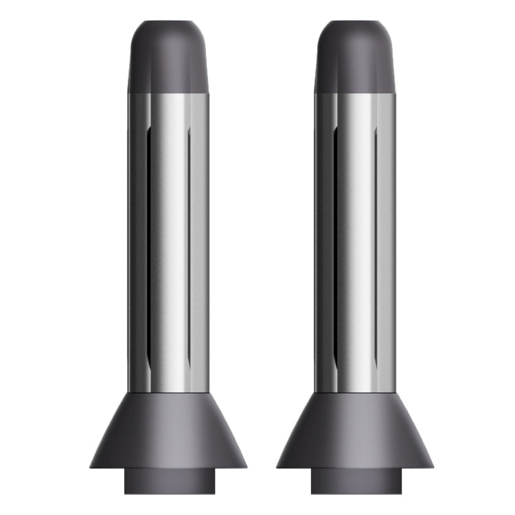 Set of two black and silver curling roller attachments with tapered nozzle ends.