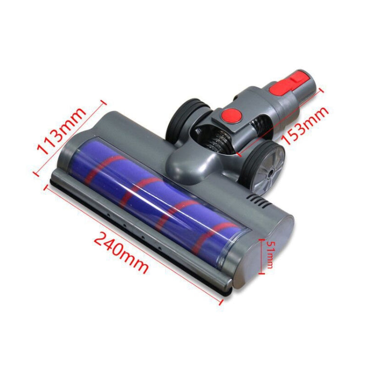 Electric vacuum roller floor brush, blue brush roll, gray head with red buttons