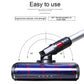 Electric vacuum floor brush head with blue striped roller, gray nozzle and wheels