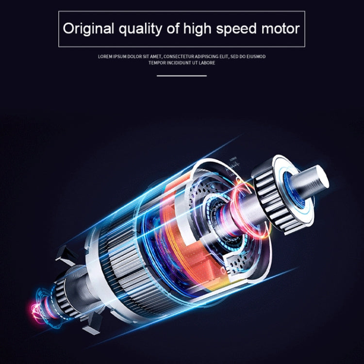 Electric vacuum floor brush with internal motor and airflow channel, silver housing