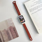 Double-riveted leather watch band, rust red, for Mi Band 7 Pro.
