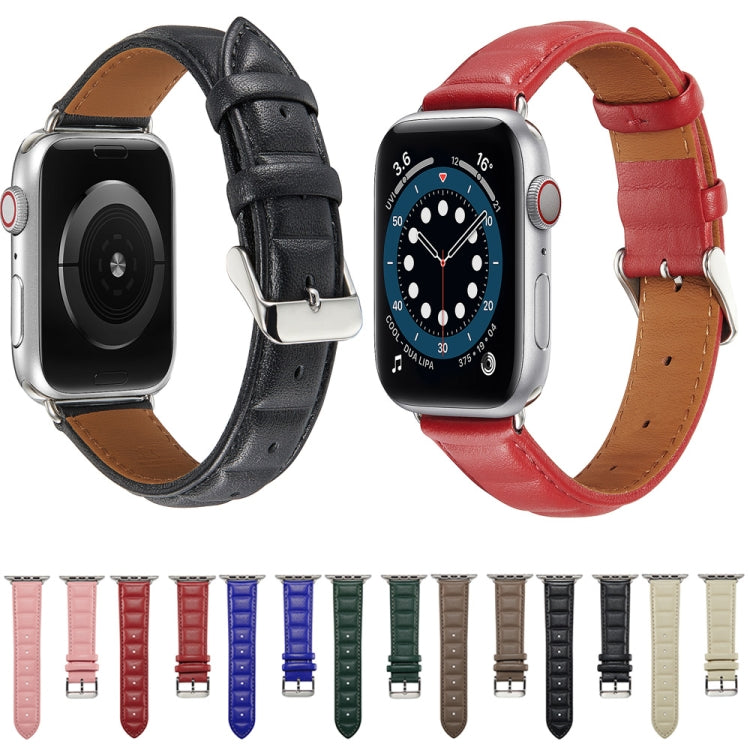 Leather watch band set with multiple colors, each with metal buckle and pin holes.
