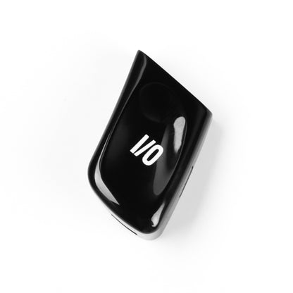 Car audio voice button, black with white I/O icon