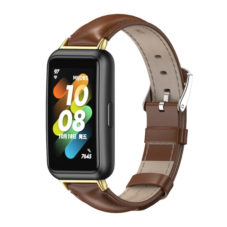 MIJOBS Cowhide Leather Watch Band, For Huawei Band 7 / 7 NFC