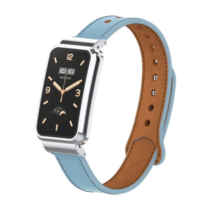 Double Stud Leather Metal Frame Watch Band, For Xiaomi Mi Band 7 Pro