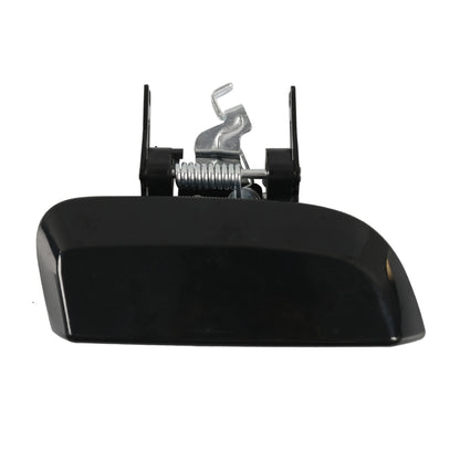 Black exterior left rear door handle with metal latch and return spring mechanism