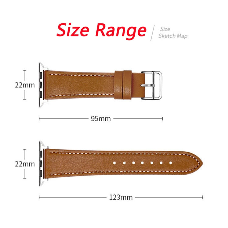 Brown microfiber leather watch band with stainless buckle, 95mm length and 22mm width
