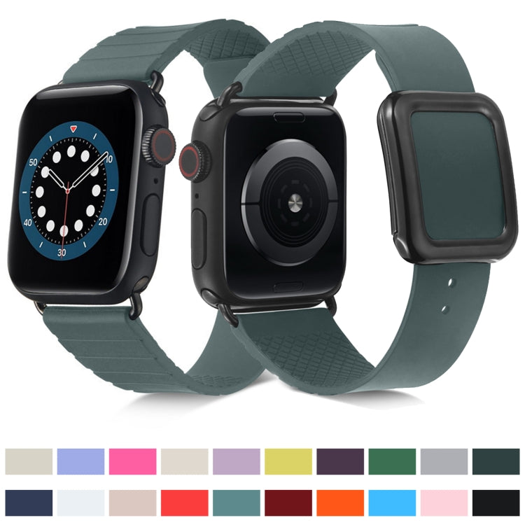 Teal silicone square buckle watch band with adjustable strap holes