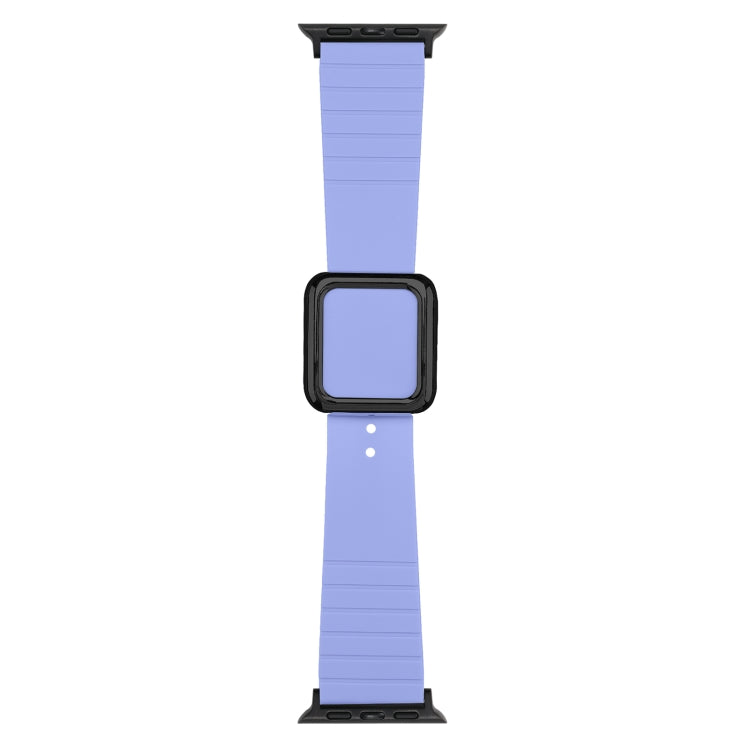 Silicone watch band with square buckle, light periwinkle color and strap perforation holes