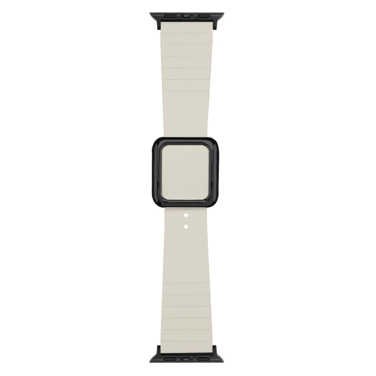 Silicone watch band with square buckle, off-white/beige color and strap perforation holes