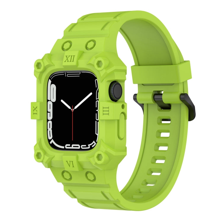 Integrated silicone watch band for Apple Watch, lime green, molded links